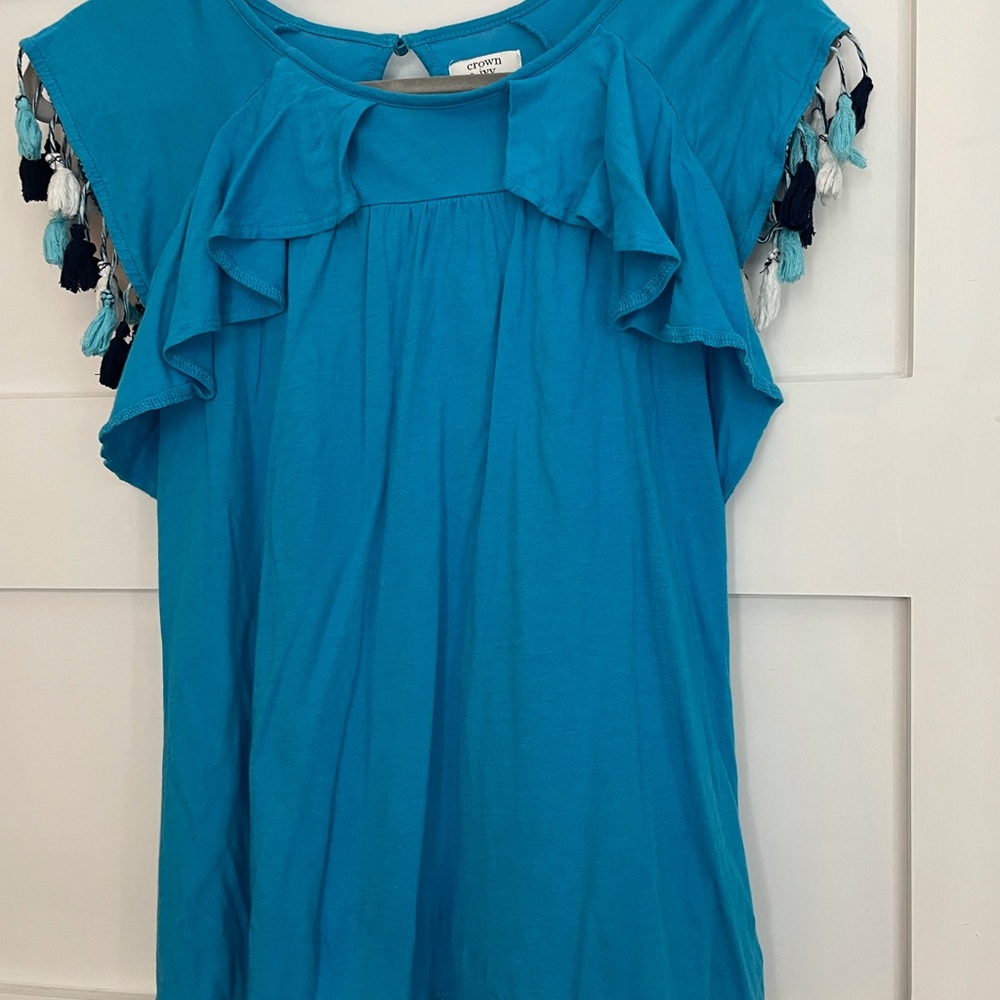 Crown and ivy blue tassel top